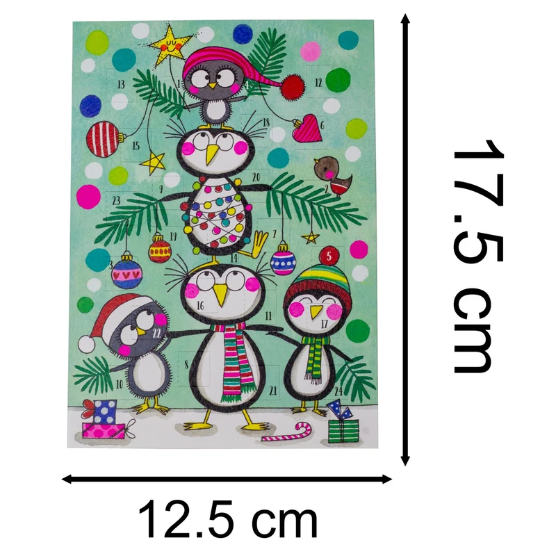 Penguin Christmas Tree - Christmas Advent Calendar Greetings Card & Envelope