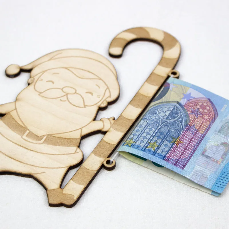 Geschenkkarte - Holz - Geldgeschenk Weihnachten - Weihnachtsmann