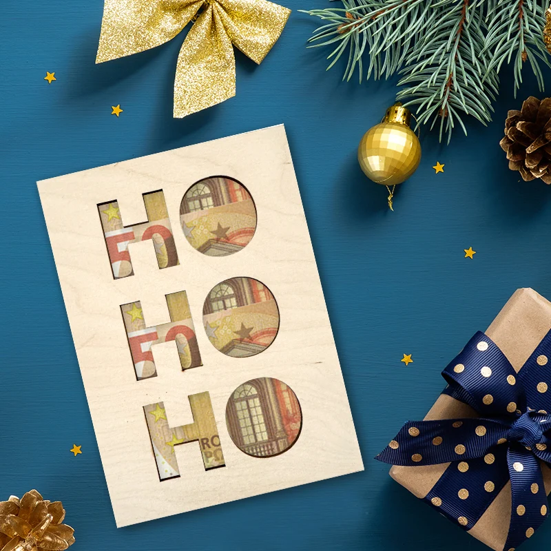 Geschenkkarte - Holz - Geldgeschenk - Hohoho
