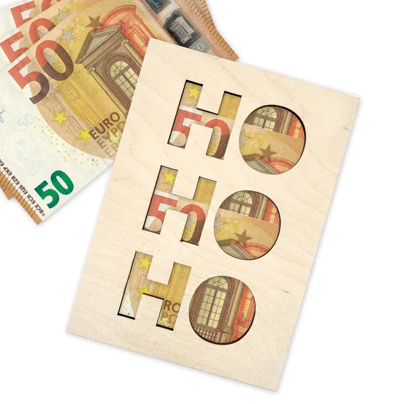 Geschenkkarte - Holz - Geldgeschenk - Hohoho