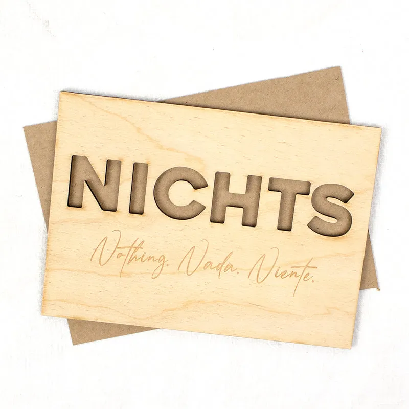 Geschenkkarte - Holz - Geldgeschenk - Nichts Nada Niente
