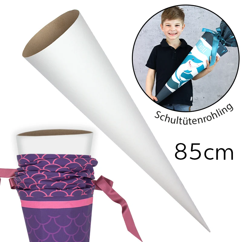Schultüten Rohling aus Pappe rund stabil 85 cm