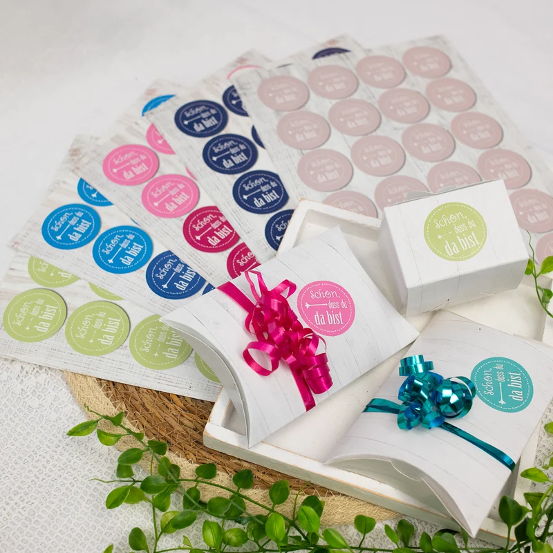 72 Aufkleber blau dunkelblau SCHÖN DASS DU DA BIST 4 cm Geschenkaufkleber Etiketten Sticker - Hochzeit Taufe Kommunion Geburtstag Gastgeschenk give-away Deko Fest Verpackung Mitgebsel
