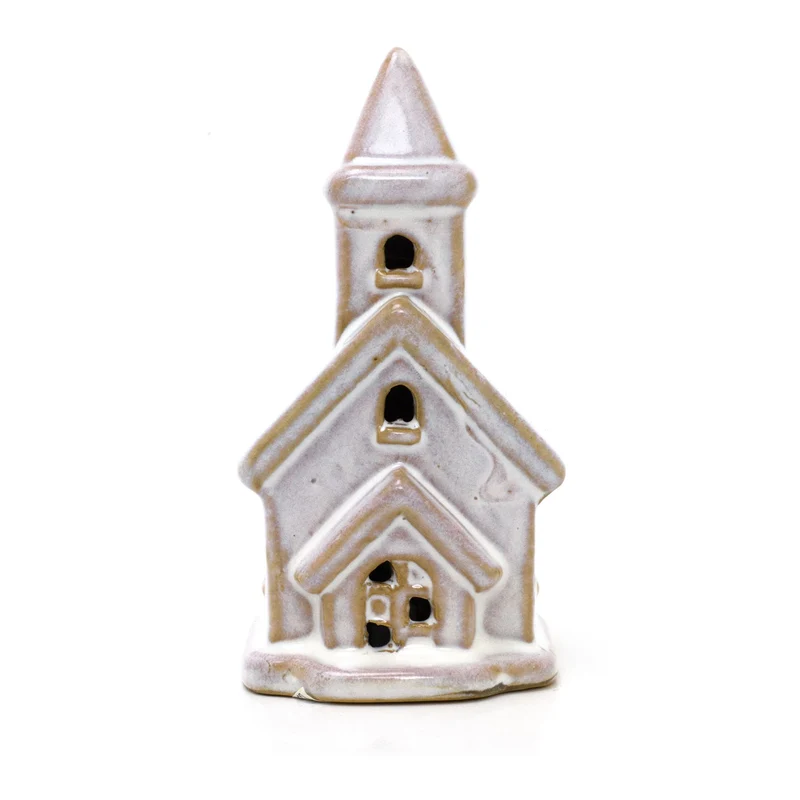Ceramic LED Church | Light-Up Christmas Chapel Ornament Festive Decoration 12cm