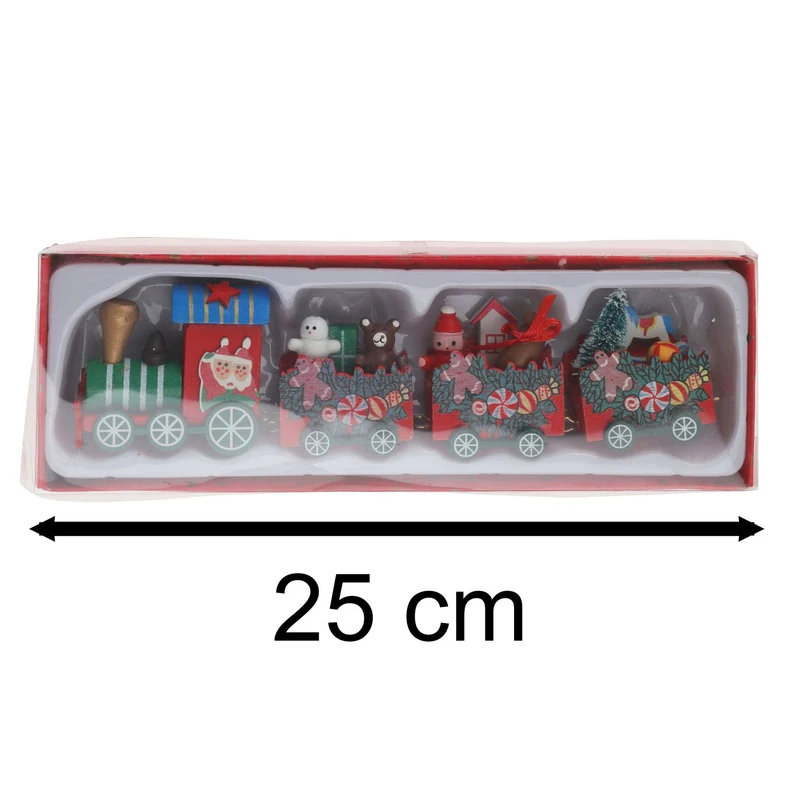 Wooden Christmas Train Set | Mini Toy Train Ornament Festive Decoration - 20cm