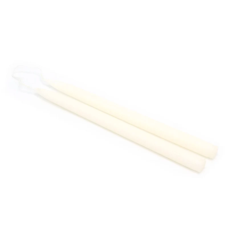 Pair of Tapered Dinner Candles | 2 Traditional Hand-dipped Taper Candles 30cm - White