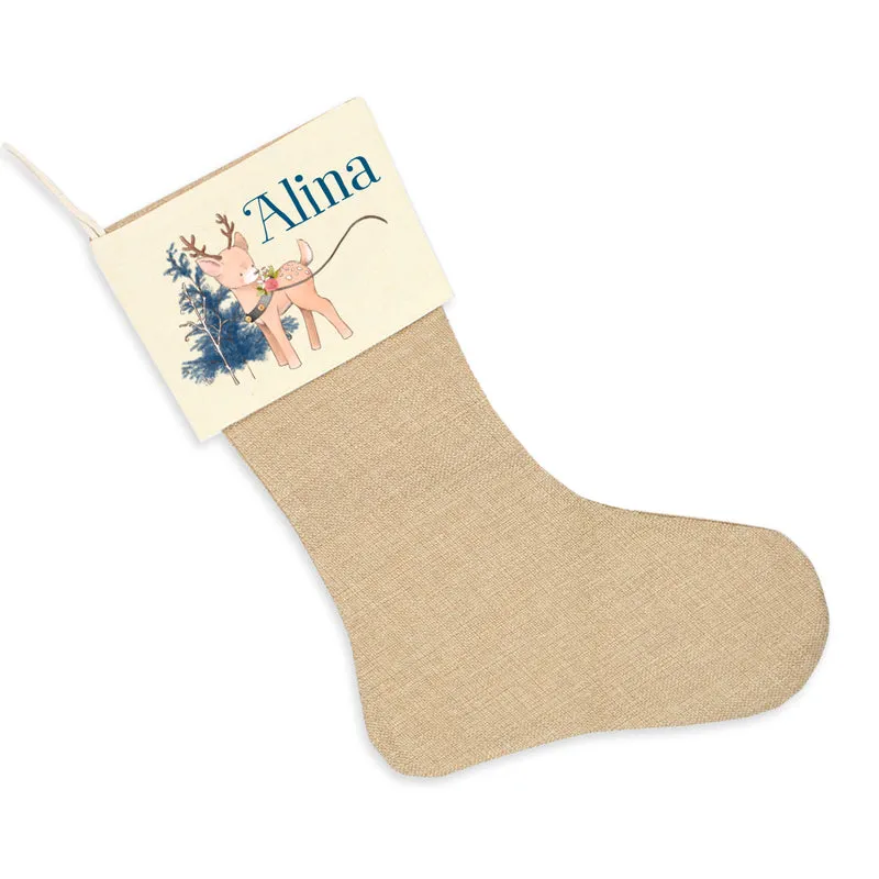 Nikolausstrumpf zum Befüllen Weihnachtssocke aus Jute personalisiert mit Name - We love Xmas