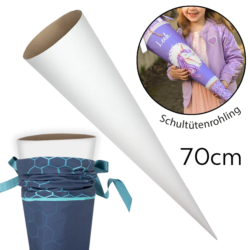 Schultüten Rohling aus Pappe rund stabil 70 cm