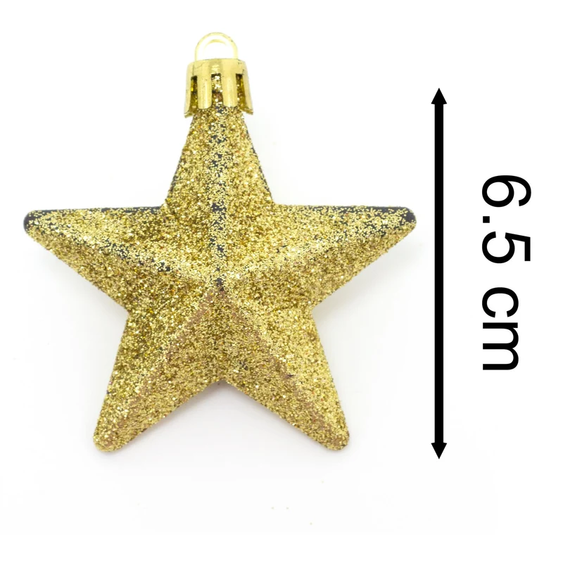 Gold 8 Piece Mini Christmas Star Baubles | Set Of 8 Star Christmas Tree Bauble Decorations | Xmas Tree Baubles Gold Christmas Tree Ornaments