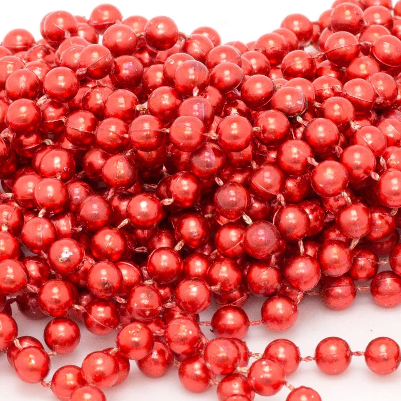 7.5m Red Bead Chain | Christmas Tree Bead Garland Decoration | Bead String Christmas Decorations