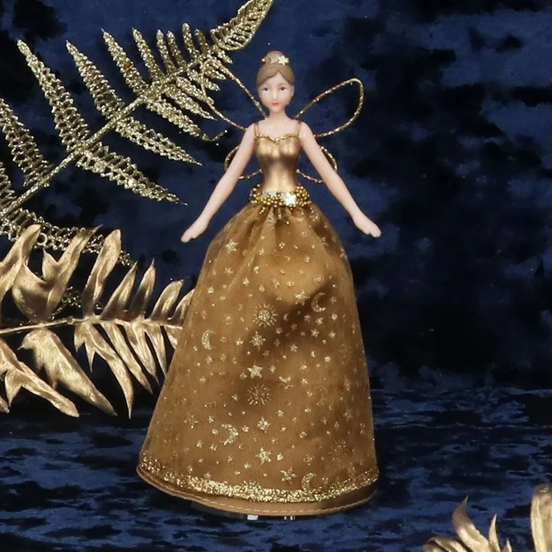 Gold Celestial Fairy Christmas Tree Topper | Fairy Angel Tree Ornament - 19cm