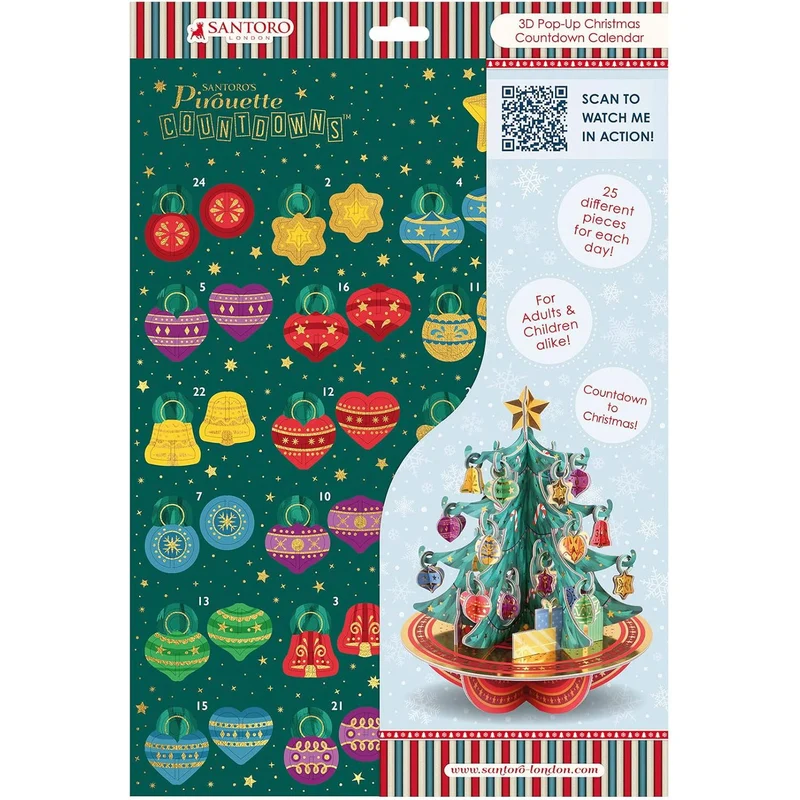 3D Christmas Tree Advent Calendar | Pop-Up Pirouette Countdown Calendar