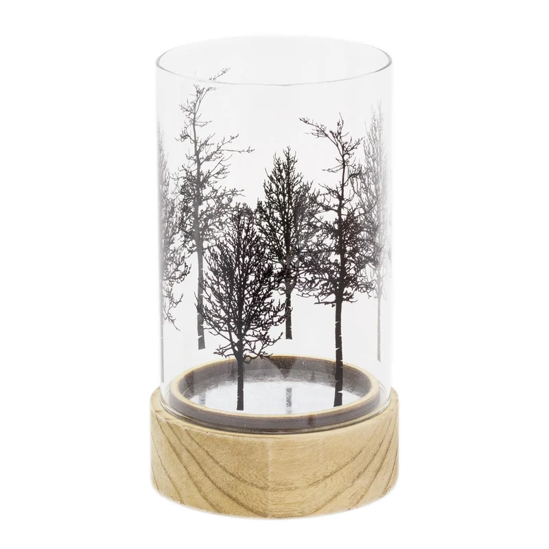 Beautiful Tree Glass Wood Candle Tealight Holder