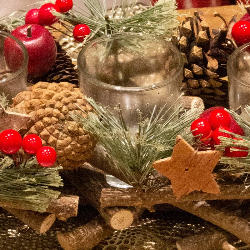 Handcrafted Christmas Triple Tealight Candle Holder ~ Xmas Table Centrepiece