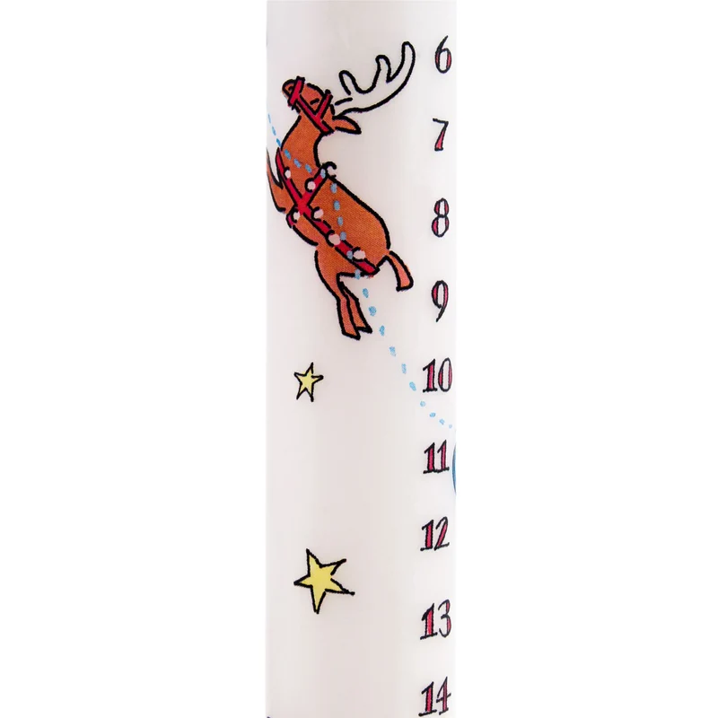 Traditional Countdown To Christmas Advent Dinner Candle - Santa's Sleigh And Reindeer Design (Regular Size)