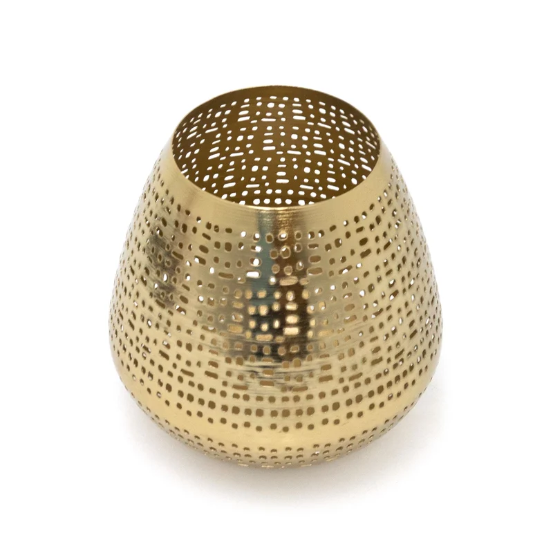 Matt Gold Tealight Candle Holder | Antique Style Metal Candle Lantern - 15cm