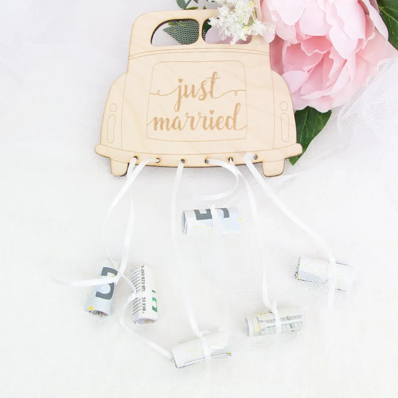 Geschenkkarte - Holz - Geldgeschenk Hochzeit - Auto - Just married