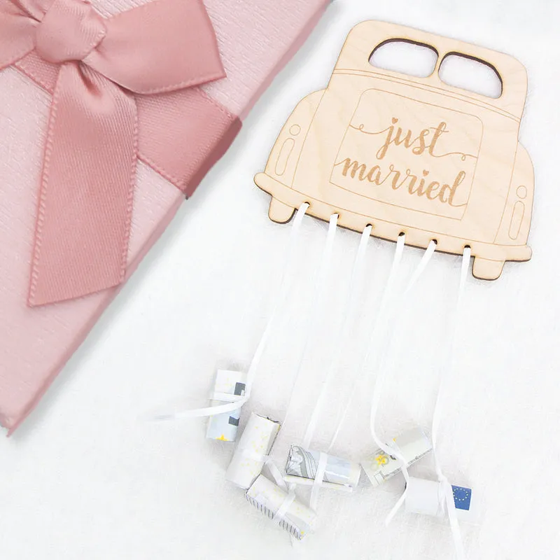 Geschenkkarte - Holz - Geldgeschenk Hochzeit - Auto - Just married
