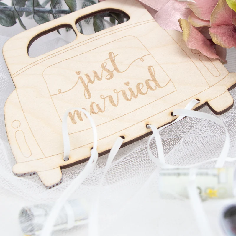 Geschenkkarte - Holz - Geldgeschenk Hochzeit - Auto - Just married