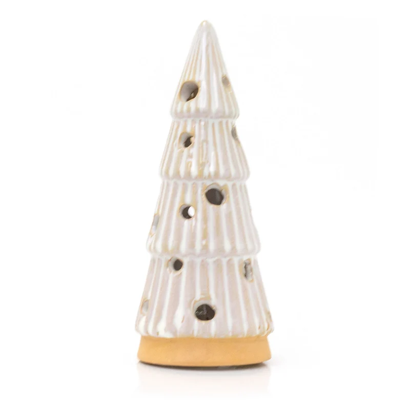 White Ceramic LED Christmas Tree | Light Up Mini Christmas Tree Ornament -13cm