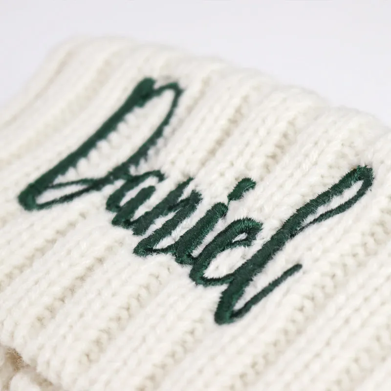 Nikolausstrumpf zum Befüllen Weihnachtssocke aus Strick personalisiert mit Name bestickt - grün