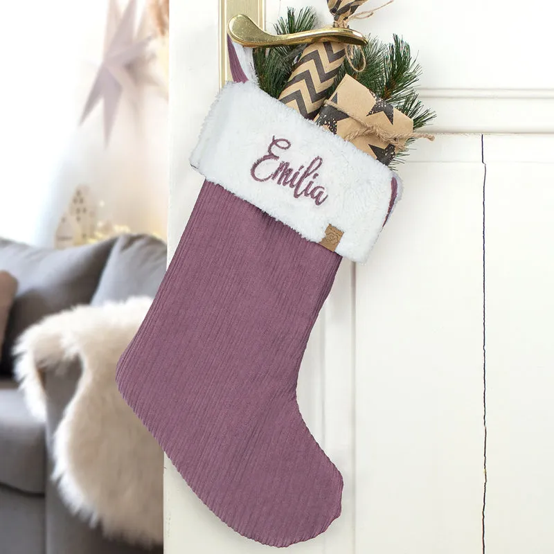 Nikolausstrumpf zum Befüllen Weihnachtssocke personalisiert mit Name bestickt - altrosa