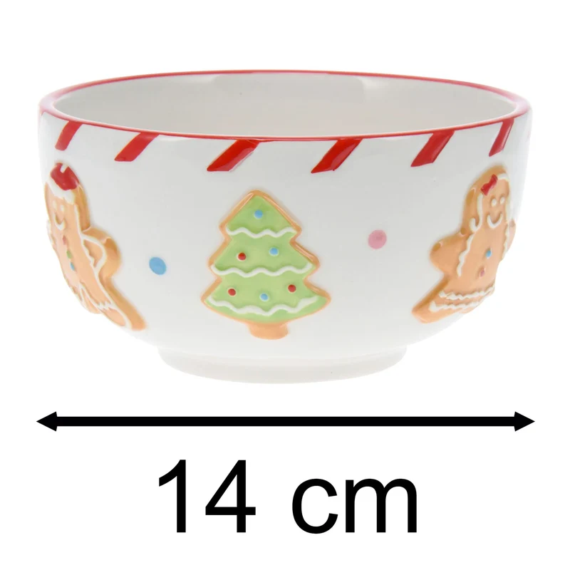 Ceramic Christmas Gingerbread Bowl | Perfect for Snacks, Soups, or Desserts 14cm