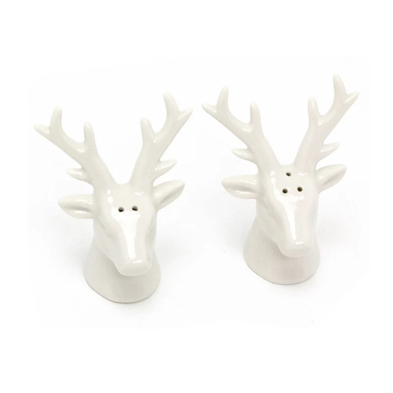 Ceramic Reindeer Salt & Pepper Set | 2 Piece Christmas Salt and Pepper Pots