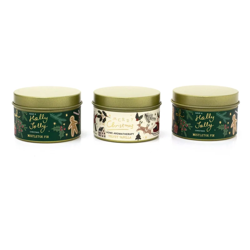 Set of 3 Christmas Scented Tin Candles | Festive Trio of Christmas Candles