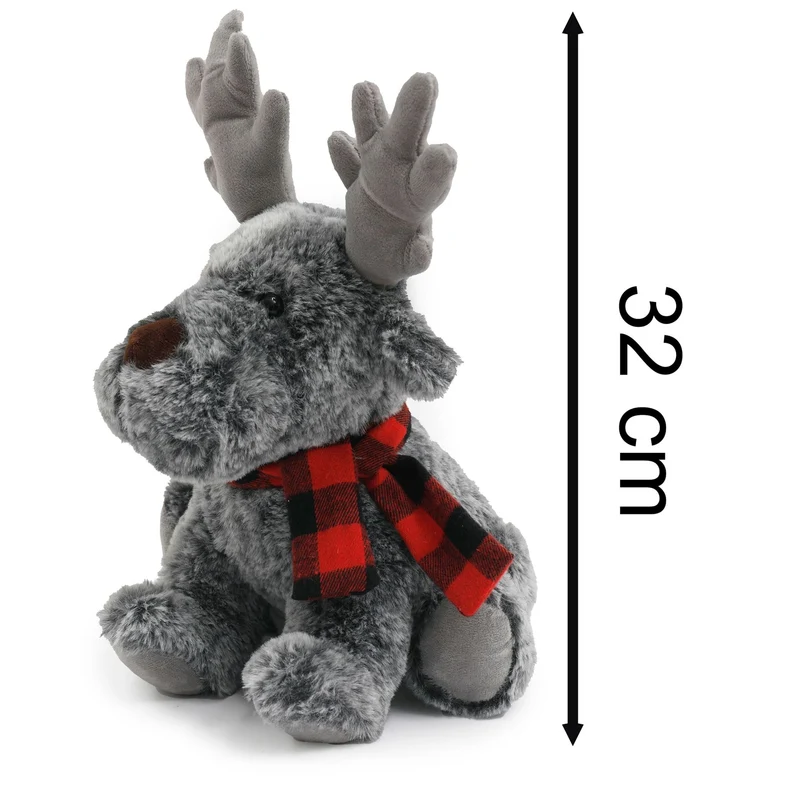 Alfie Reindeer Doorstop | Christmas Door Stop with Antlers & Checkered Scarf