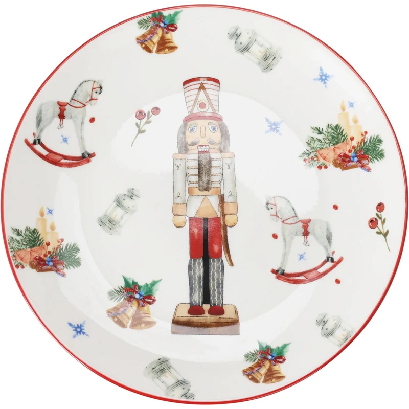 Christmas Nutcracker Side Plate | Traditional Festive Ceramic Snack Plate 19.5cm