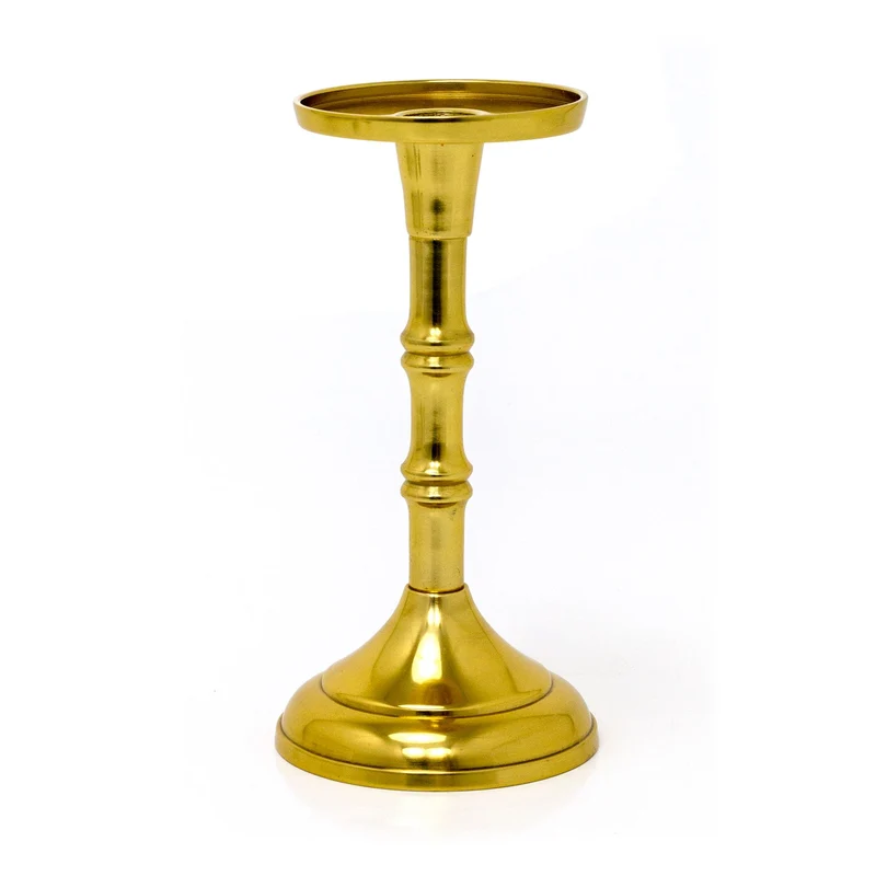 Gold Metal Dinner Candlestick | Pillar Candle Holder Aluminium Candlestick 20cm