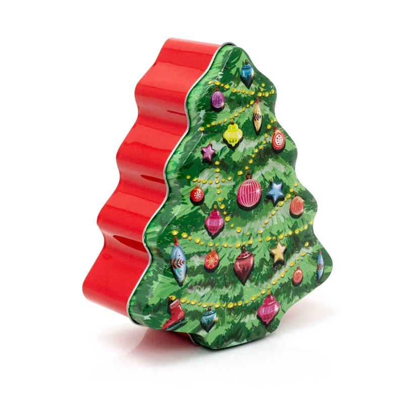 Charming Christmas Storage Tin With Festive Designs for Sweets Treats Surprises - Tree