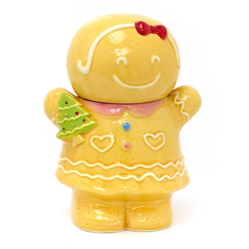 Christmas Gingerbread Storage Jar Ceramic Gingerbread Cookie Jar Biscuit Barrel - Girl