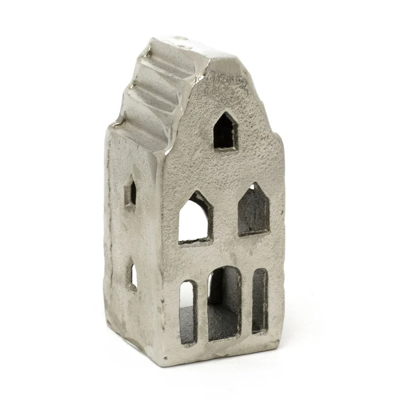 Silver Metal House Shaped Tealight Candle Holder | Christmas Tea Light House