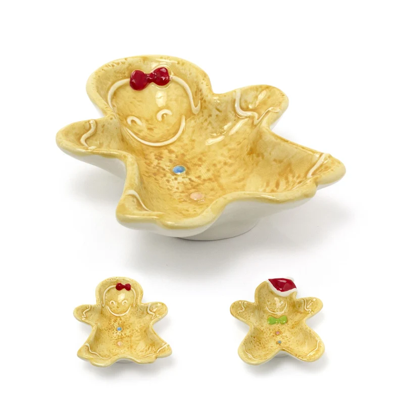 Ceramic Gingerbread Cookie Shaped Christmas Snack Bowl | Festive Serving Dish