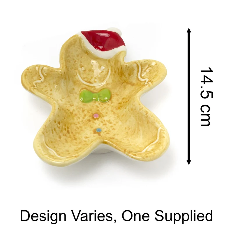 Ceramic Gingerbread Cookie Shaped Christmas Snack Bowl | Festive Serving Dish