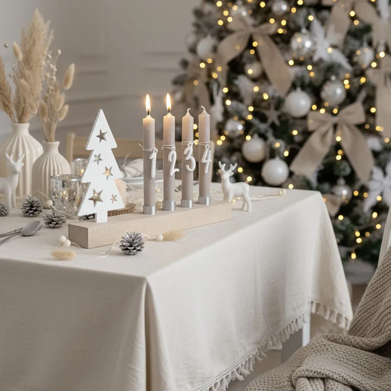 Adventskranz modern aus Holz Kerzenhalter Set länglich Adventsleiste mit Kerzen Boho