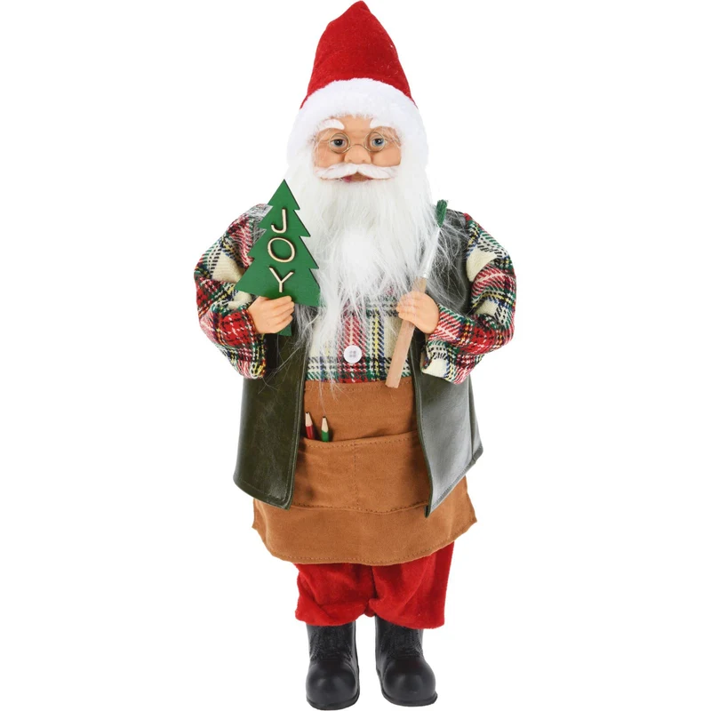 Workshop Standing Santa Figure | Traditional Father Christmas Ornament - 45cm
