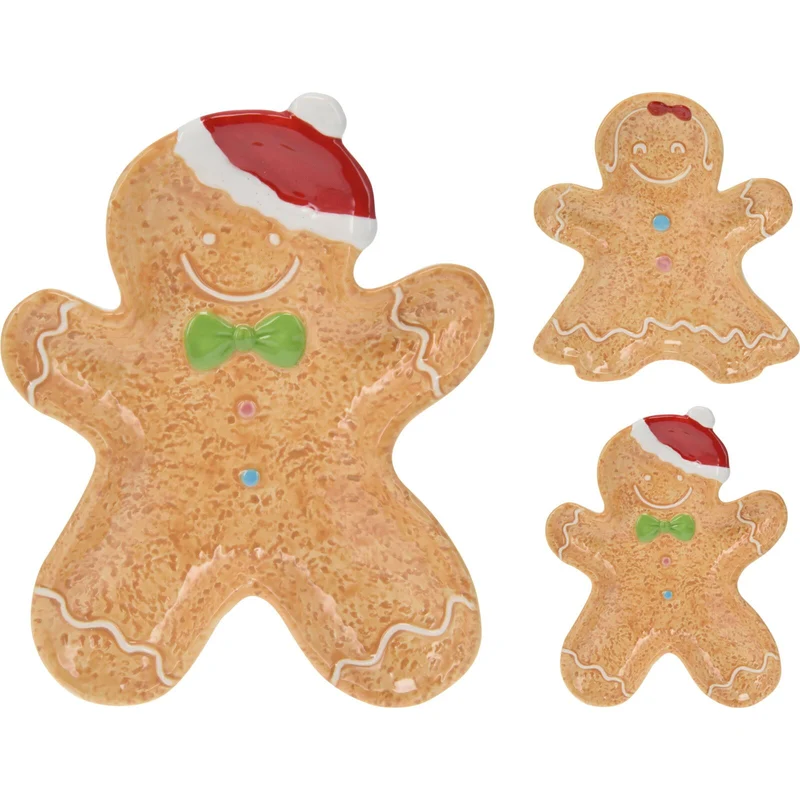 Medium Ceramic Gingerbread Cookie Snack Bowl | Festive Christmas Dish - 24cm
