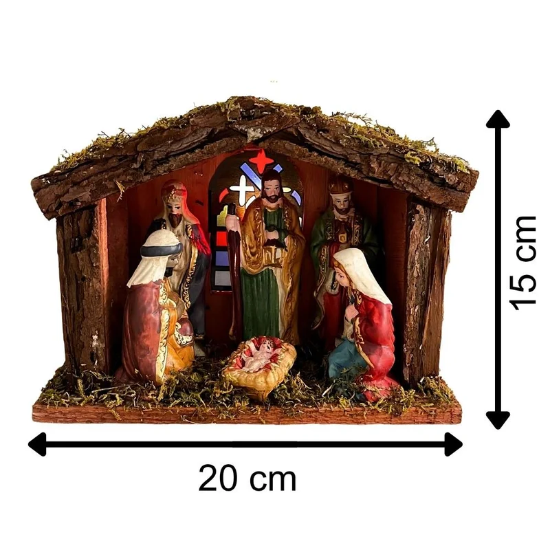 Illuminated Christmas Nativity Scene - Battery Operated Light Up LED Nativity Stable and Figurines Set