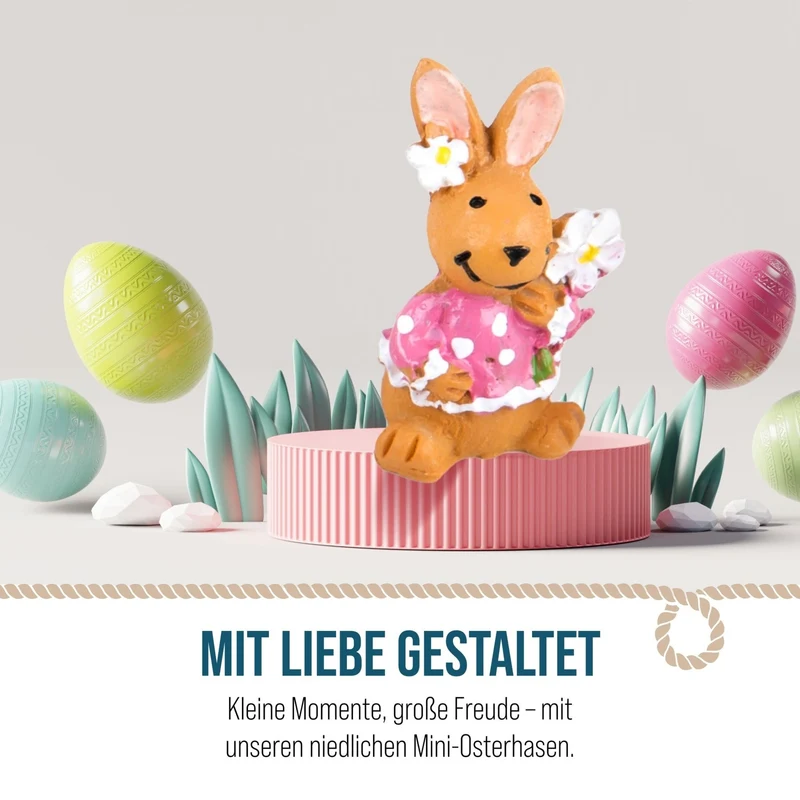 24 kleine bunte Osterhasen - Mini Osterhäschen 2,5 cm als Give-Away