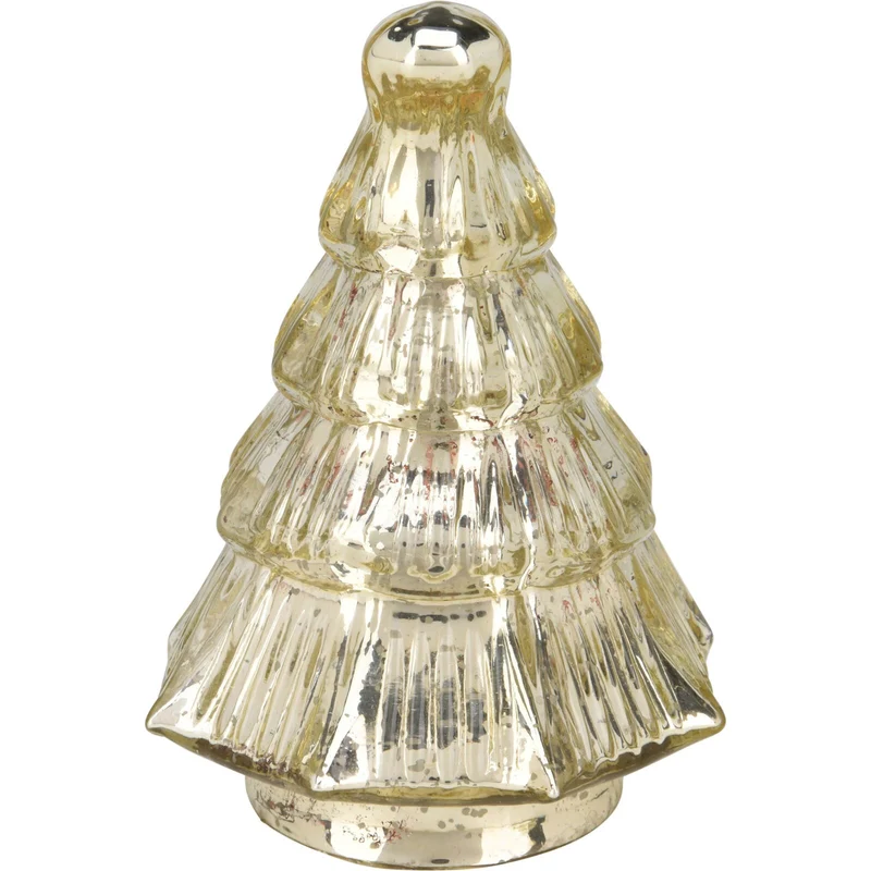 Gold Glass Christmas Tree | Freestanding Mottled Gold Tree Ornament - 13cm