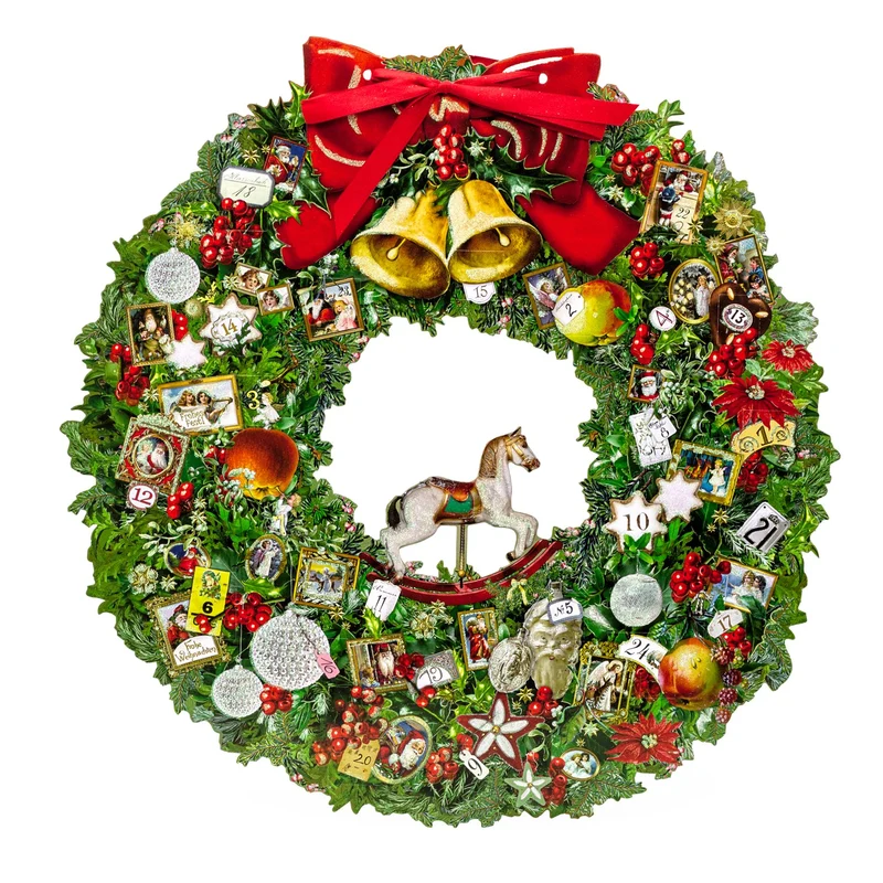 Deluxe Traditional Card Advent Calendar Large - Christmas Wreath