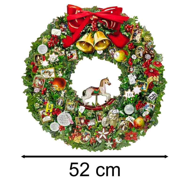 Deluxe Traditional Card Advent Calendar Large - Christmas Wreath