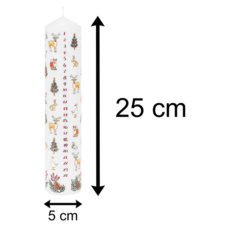 Traditional Countdown To Christmas Advent Candle | Winter Wildlife Pillar Candle | Christmas Candle Advent Candles