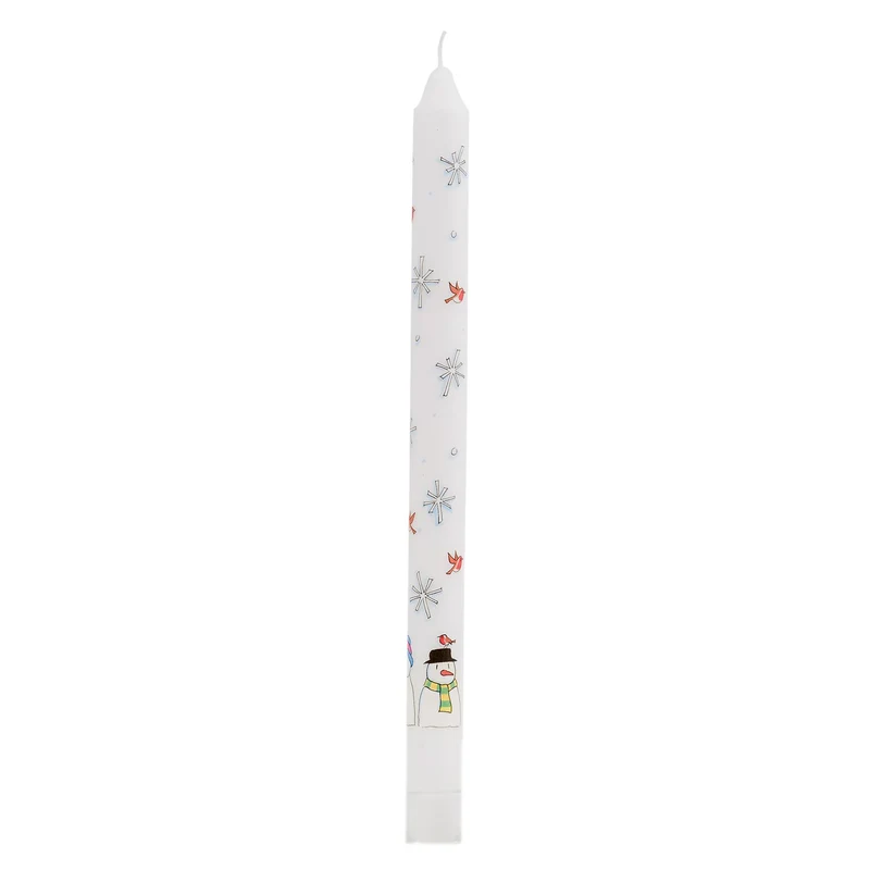 Traditional Countdown To Christmas Advent Dinner Candle - Snowman And Snowflake Design (Regular Size)