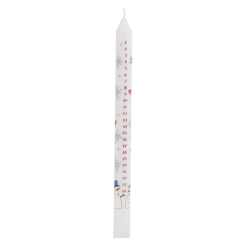 Traditional Countdown To Christmas Advent Dinner Candle - Snowman And Snowflake Design (Regular Size)