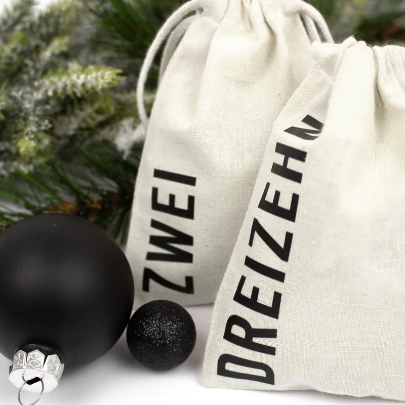 Adventskalender zum Befüllen Säckchen aus Stoff 1-24 Weihnachtskalender zum Aufhängen schlicht