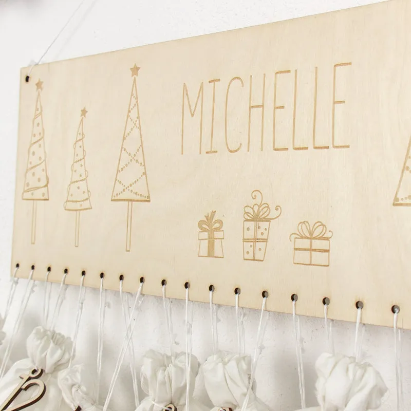 Adventskalender | Holz | Leiste | Tannenbäume | personalisierbar
